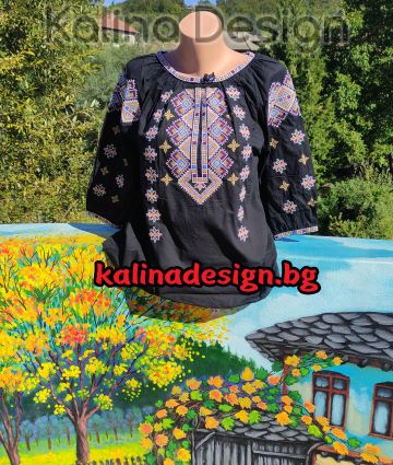 Дамска блуза с шевица - черна