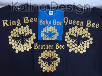 Комплект  семейни  пчеларски тениски : King Bee, Queen Bee, Brother Bee, Baby Bee!!!