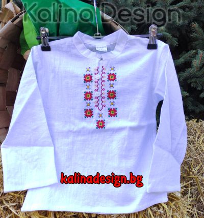 Детска кенарена риза с бродерия българска Шевица модел 3